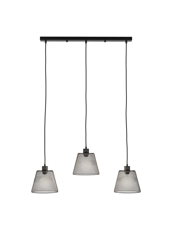 home24 3-flammige Pendelleuchte aus Eisen in Gold, 75 x 150 x 20 cm in Schwarz