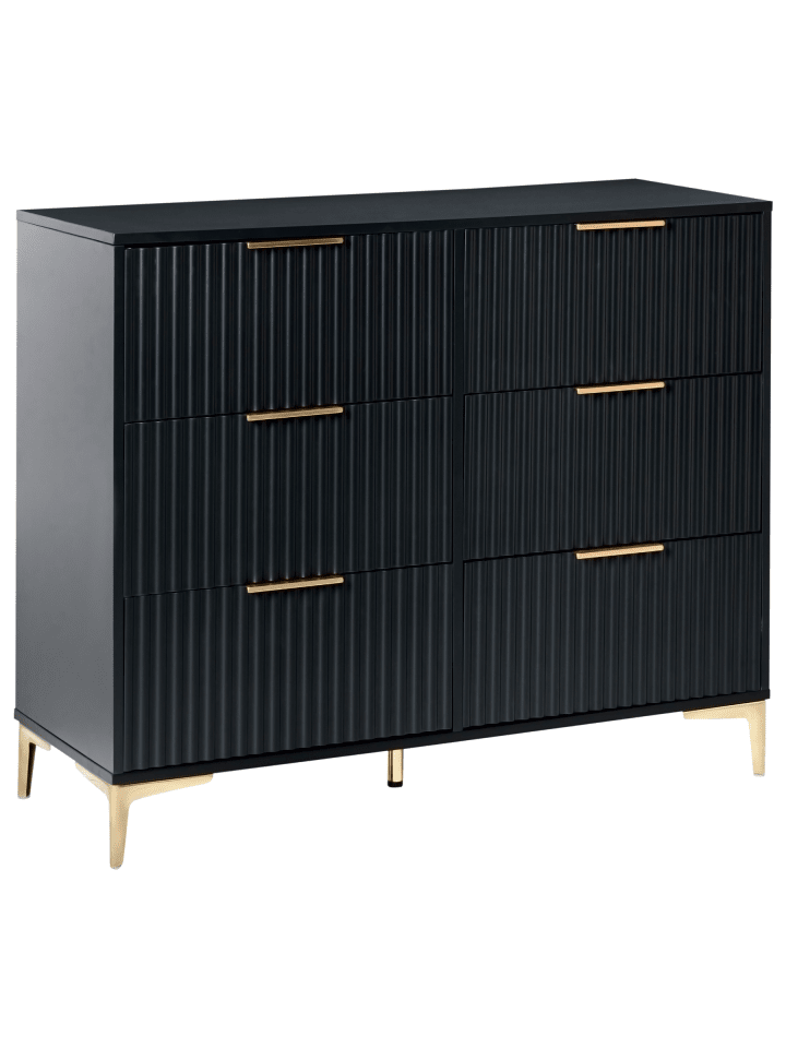 Kommode WALCOTT in Schwarz/Gold - (W) 108 x (H) 89 x (L) 40 cm