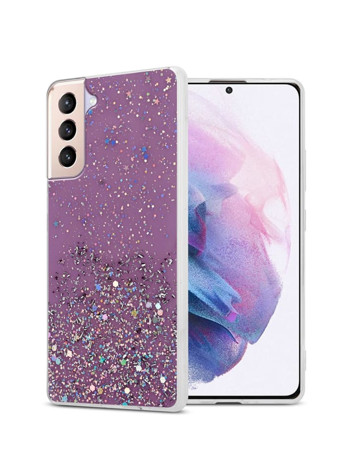 Hülle für Samsung Galaxy S21 PLUS Glitter in Lila mit Glitter