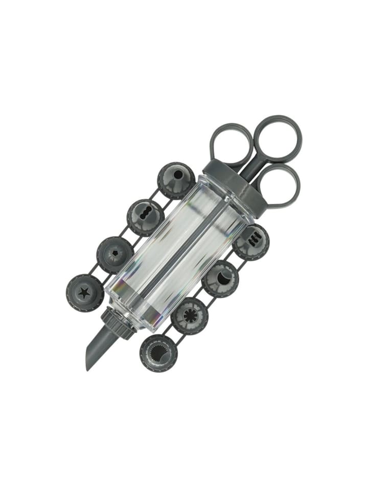 Garnierspritzen Set 10-teilig mit 9 Aufsätzen - Für Tortendekoration, in Grau