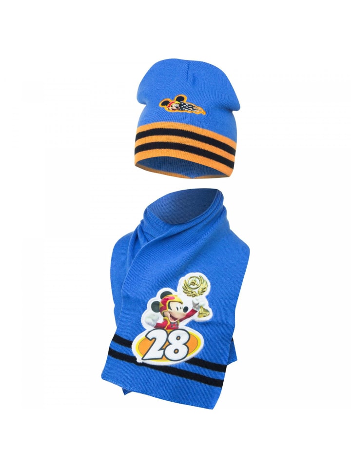 Mickey Maus Mütze und Schal Set Stylisches Winteraccessoire in Blau