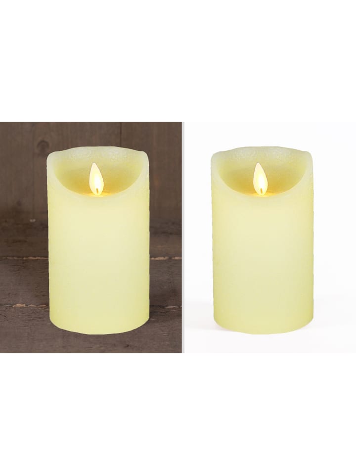 LED Echtwachskerze 12,5cm mit Timer in Elfenbein