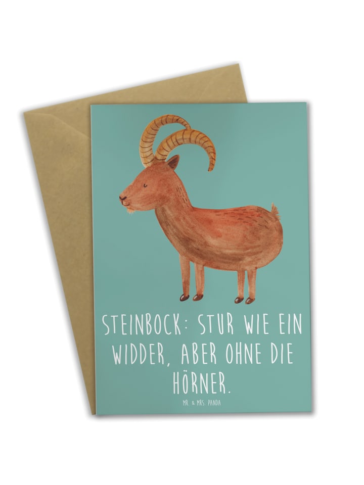 Grußkarte Steinbock Entschlossen mit Spruch in Meeresbrise