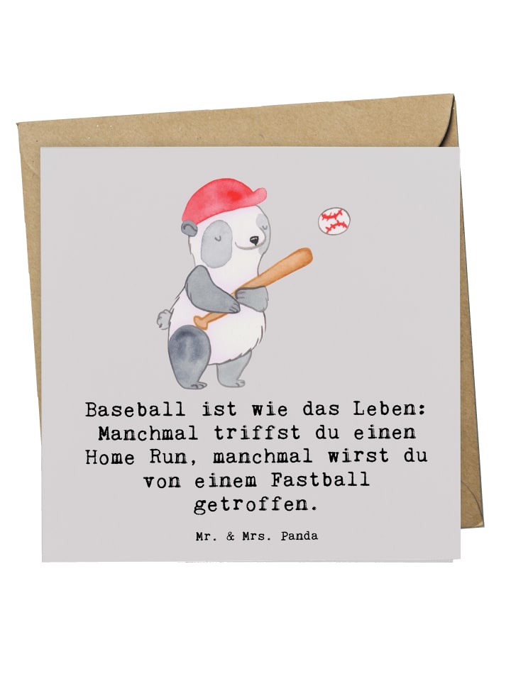 Grußkarte Baseball Leben mit Spruch in Grau Pastell