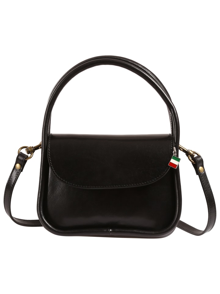 Florence Handtasche Leder schwarz ca. 20cm
