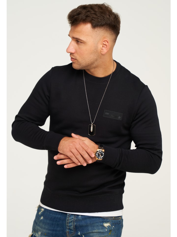 Sweatshirt - POPS SWEAT CREW NECK Pullover in Black
