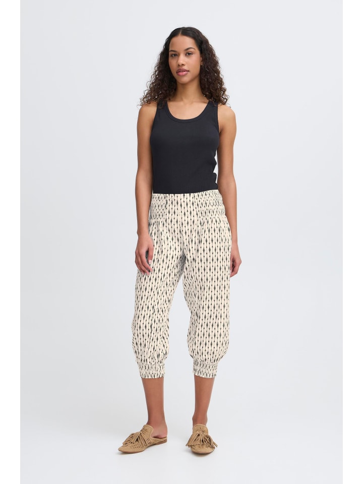 Pants Suiting PZJILL regular fit in Off White Black Graphic Print