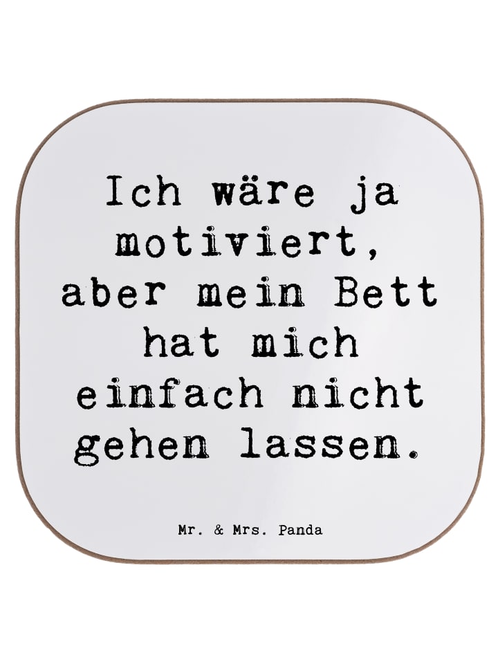 Untersetzer Glas Spruch Motivationsbett mit Spruch in Weiß