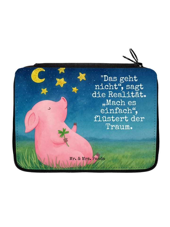 Bleistiftetui Schwein Glück Design mit Spruch in Weiß