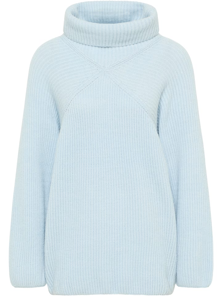 Damen Strick Rollkragenpullover in hellblau