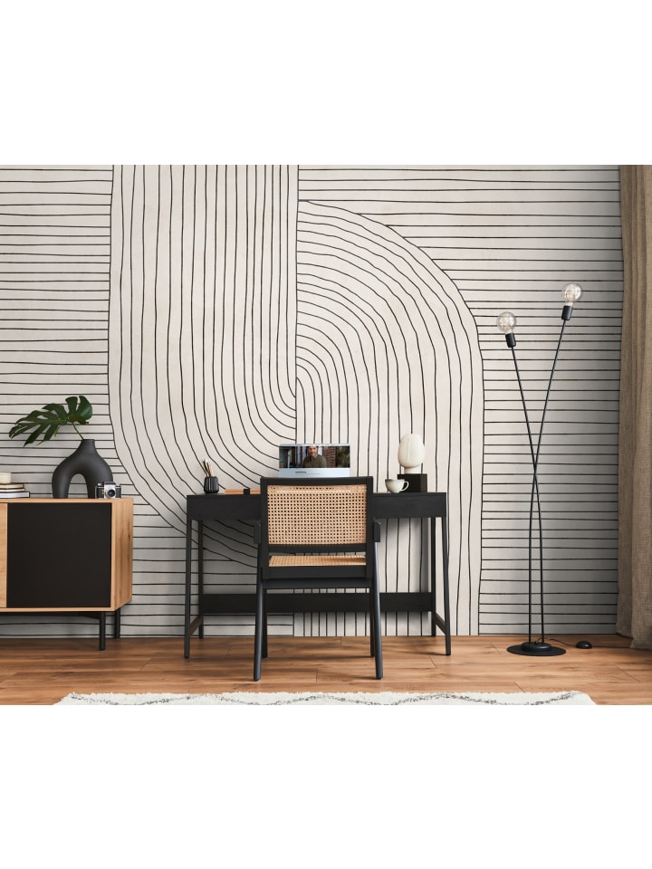 Tapete Linear Harmony in Beige-Schwarz
