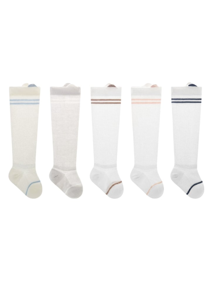 5er-Set 'Doppelstreifen' Baby Lange Sommersocken