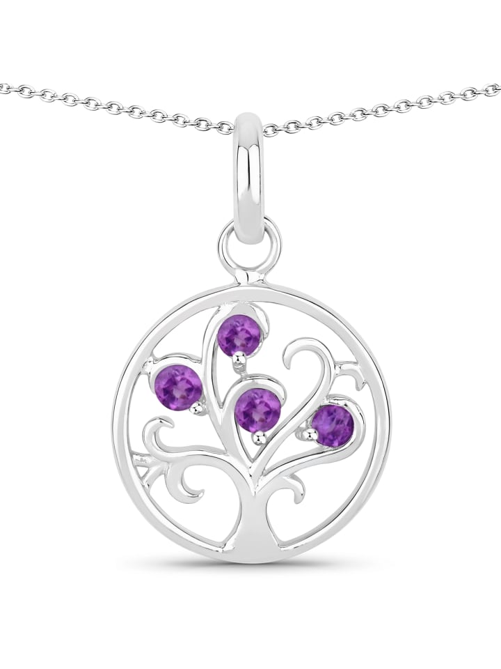 Kette Tree of Life aus Sterling Silber mit Amethyst in silber