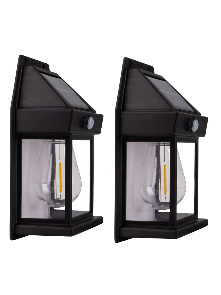 LED Solarleuchte "MIRA" in schwarz - (L)12 cm x (B)5.8 cm x (H)17 cm