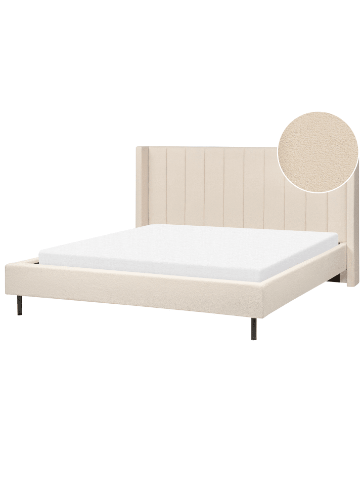 2-tlg Doppelbett VILLETTE in Beige/Schwarz