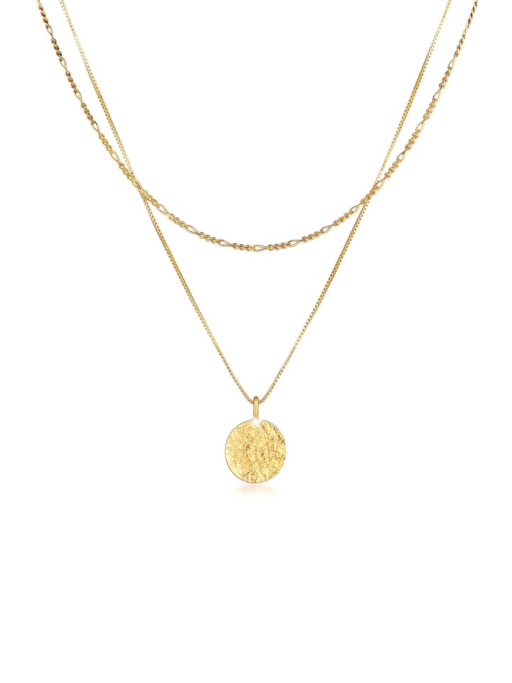 Halskette 925 Sterling Silber Geo, Plättchen in Gold