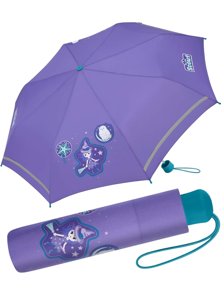 Kinder-Taschenschirm mit reflektierenden Streifen Regenschirm Purple Magic