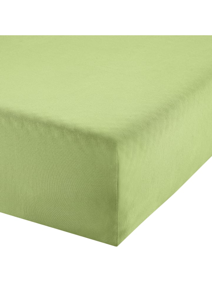 Single-Jersey Boxspring-Spannbettlaken Denver in lindgrün