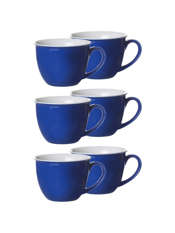 6er Set Jumbotassen Doppio in Indigo Blau 350 ml