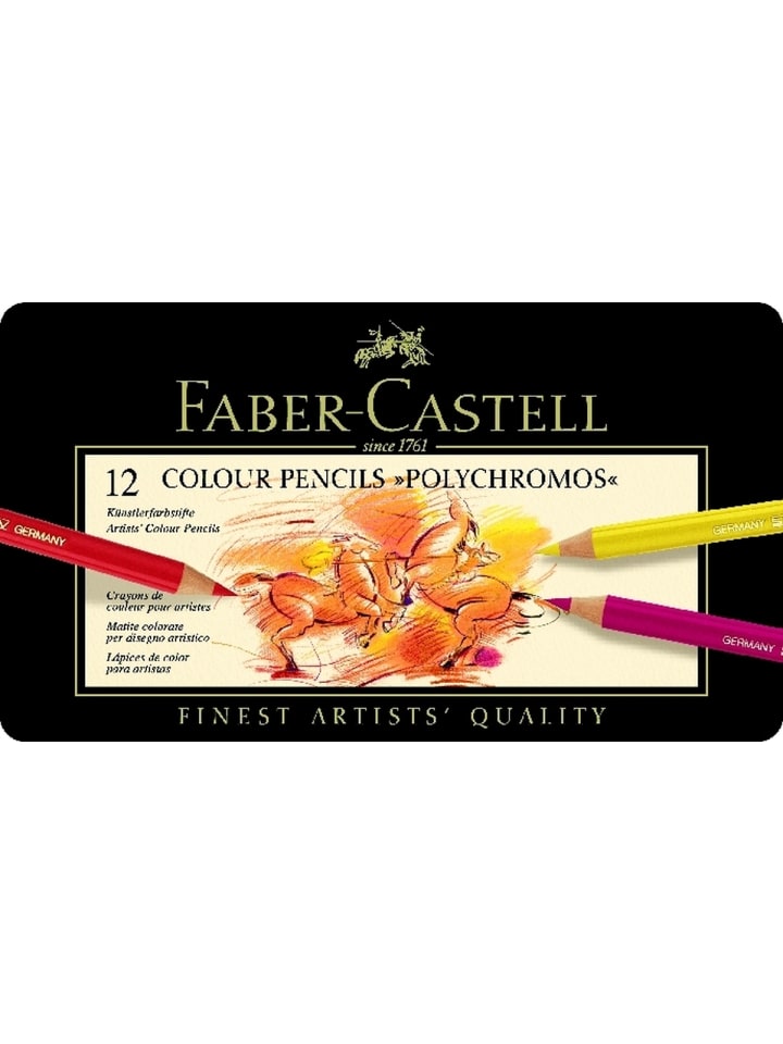 Künstlerfarbstift Polychromos farbig sortiert im Metalletui 12 Stück