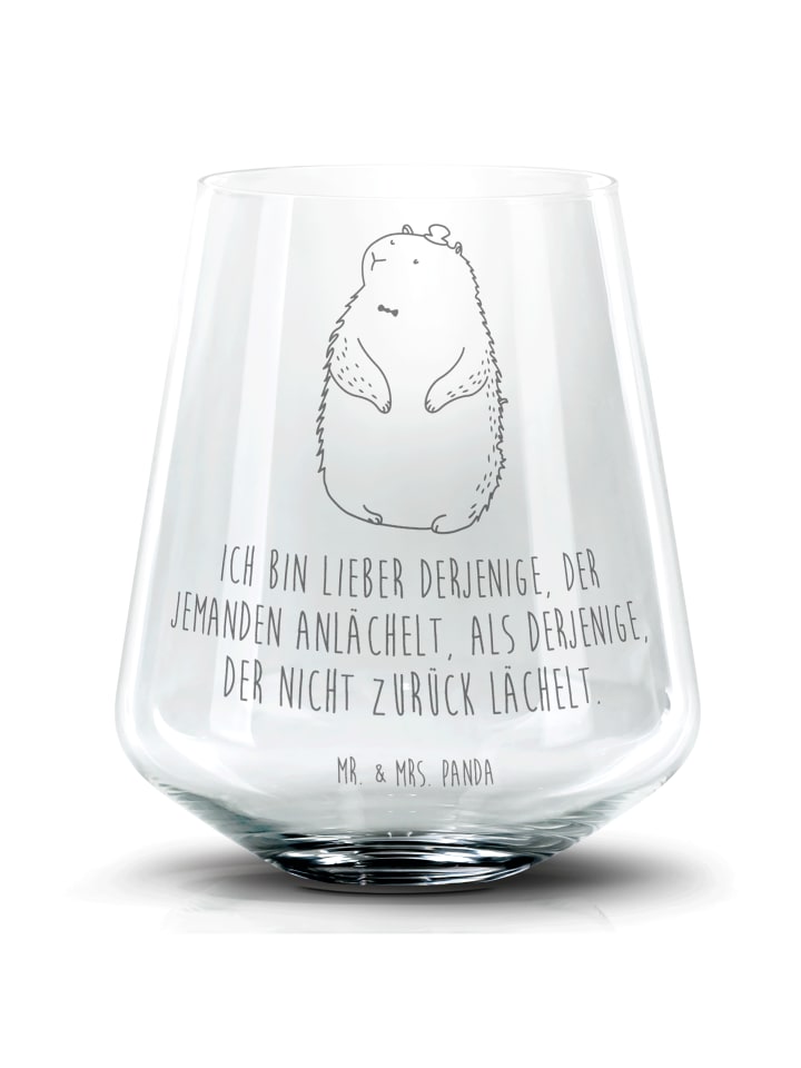 Blümchentailglas Murmeltier mit Spruch in Transparent