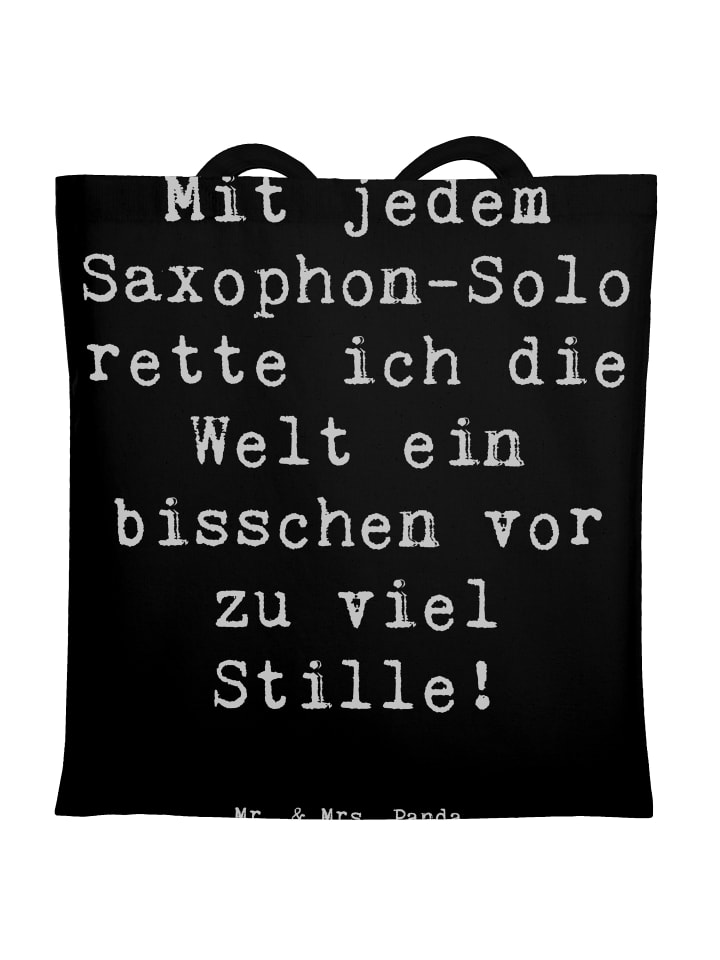 Tote Bag Spruch Saxophon Magie mit Spruch in Schwarz
