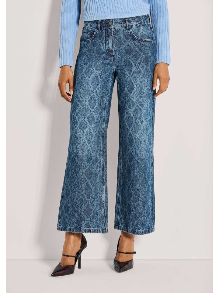 Culotte-Jeans mit Ornament-Print in blue