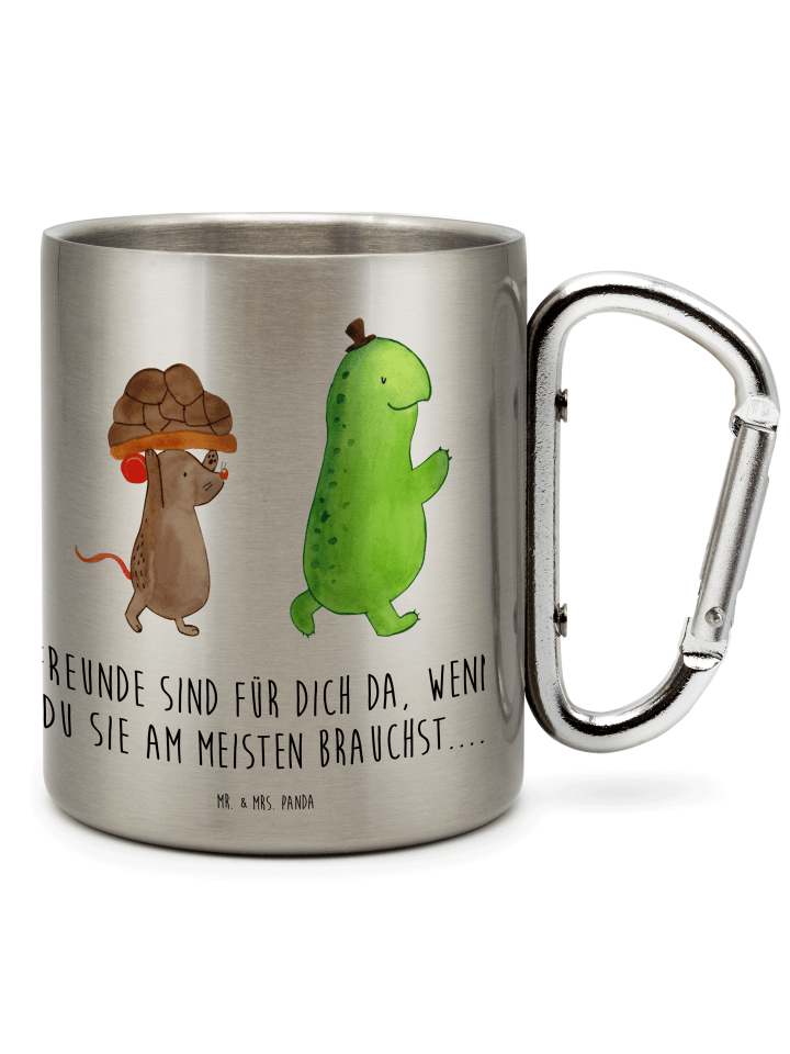 Thermobecher Schildkröte Maus mit Spruch in Silber