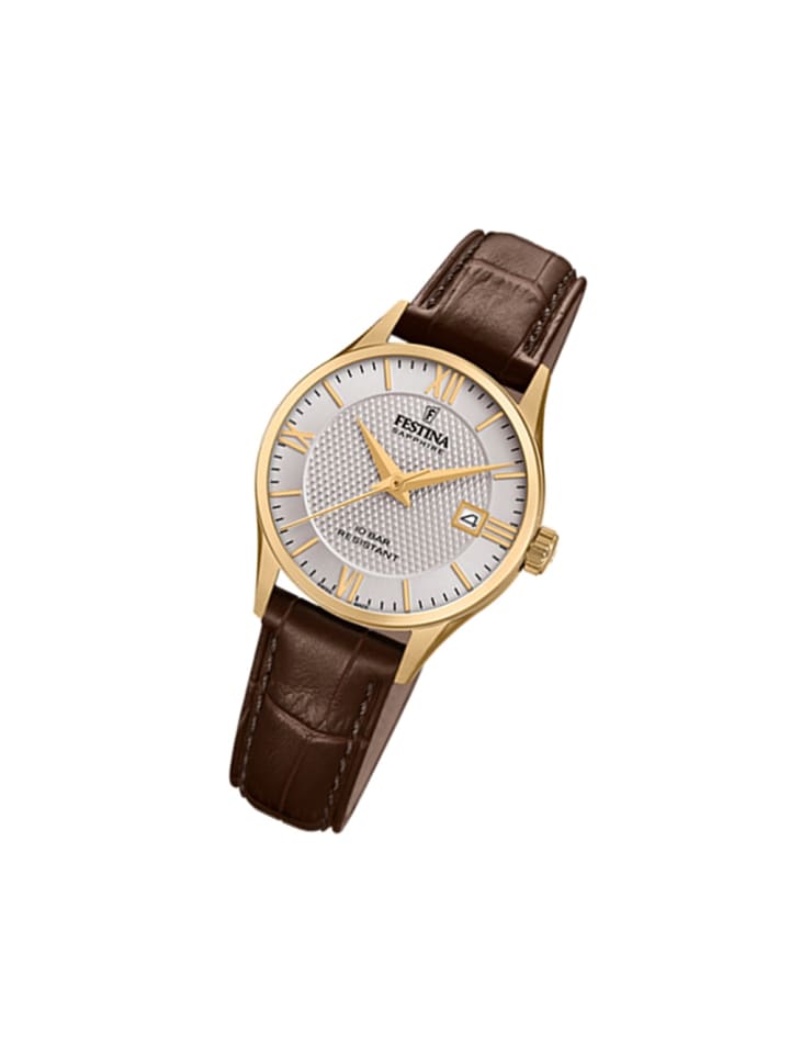 Analog-Armbanduhr Festina Swiss Made braun klein (ca. 29mm)