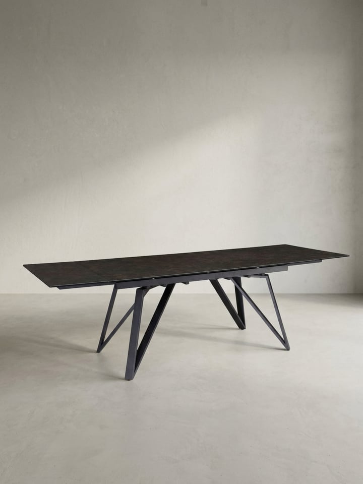 Esszimmertisch 180 - 260 cm Ausziehbar Keramik Glas , in Schwarz