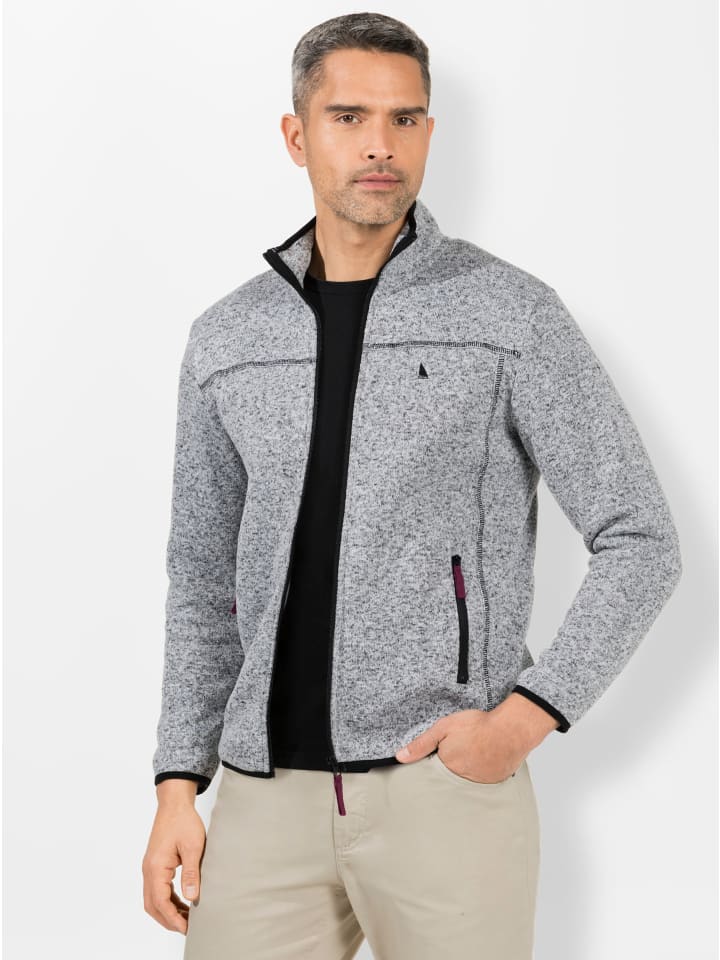Fleece-Jacke in hellgrau-meliert