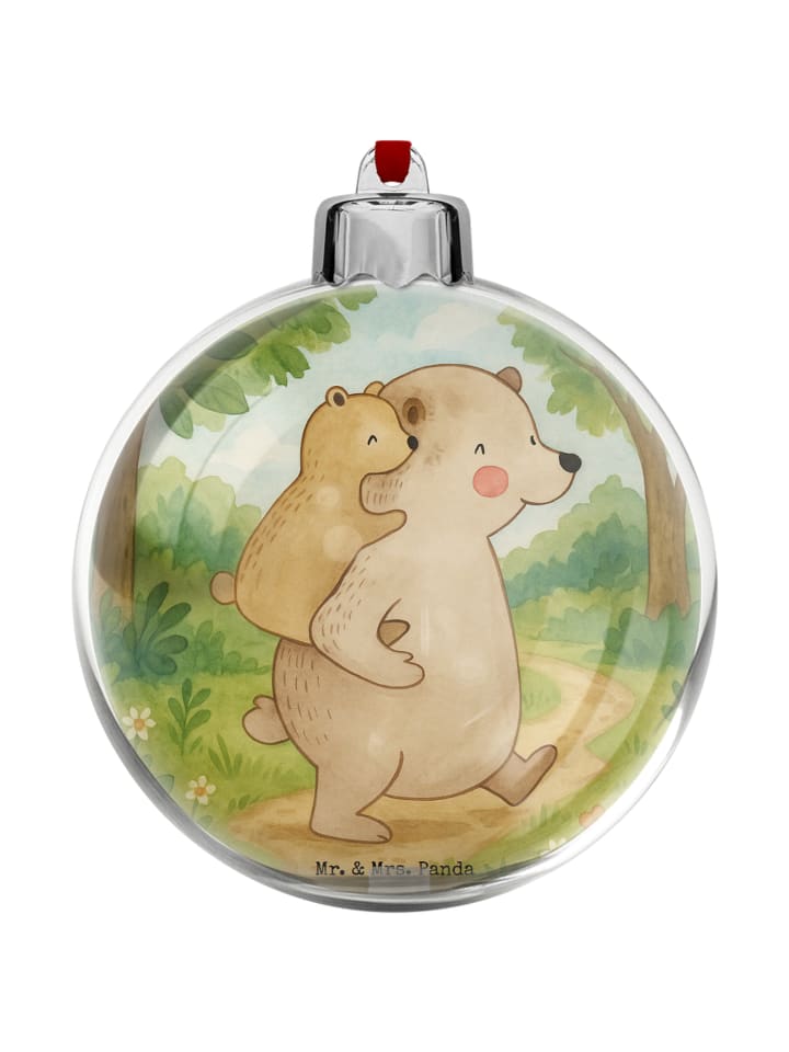 Christbaumkugel Papa Bär Design ohne Spruch in Weiß