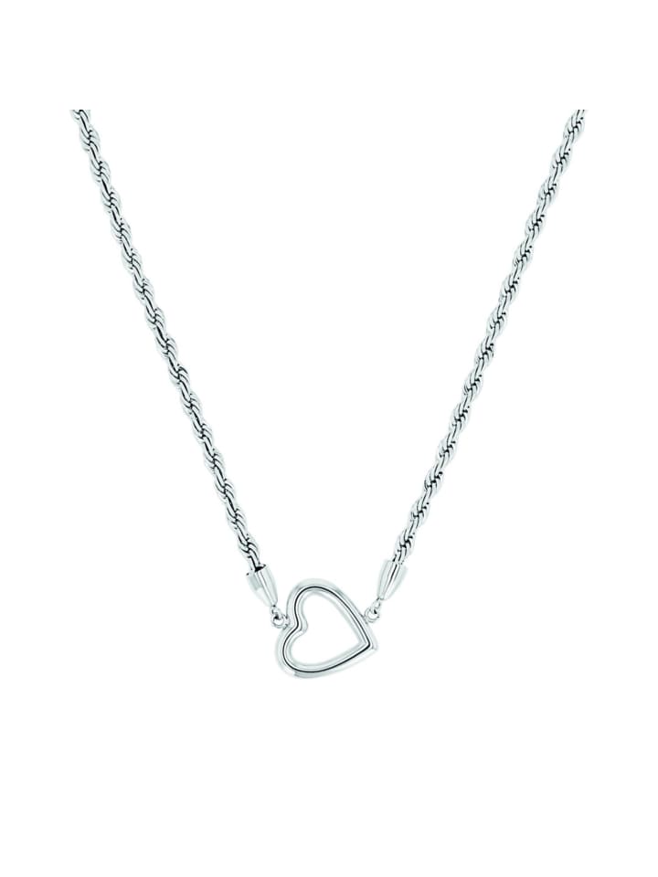 Kette mit Anhänger Edelstahl, IP silber in Silber