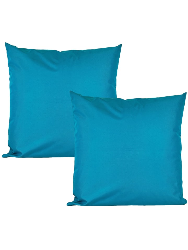 2er Set Outdoor Kissenhülle 45x45cm Uni in Petrol