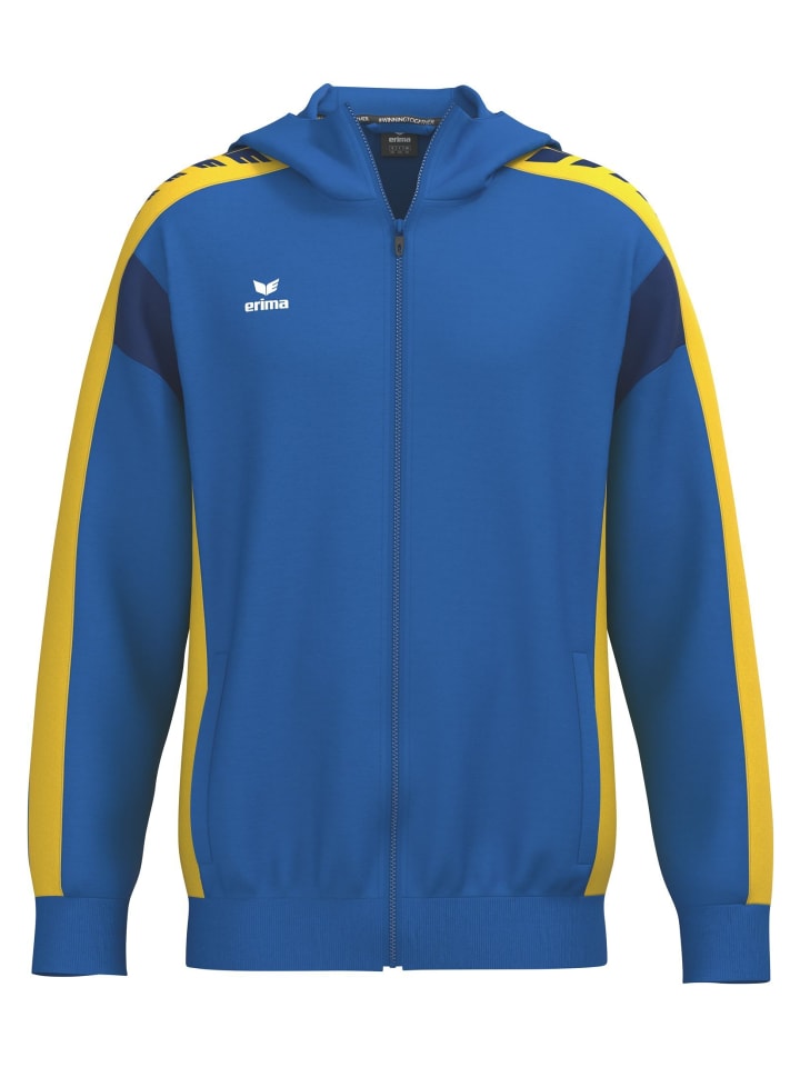 Herren Trainingsjacke mit Kapuze in new royal/gelb