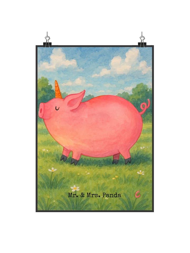 Poster Einhorn Schwein Design ohne Spruch in Weiß