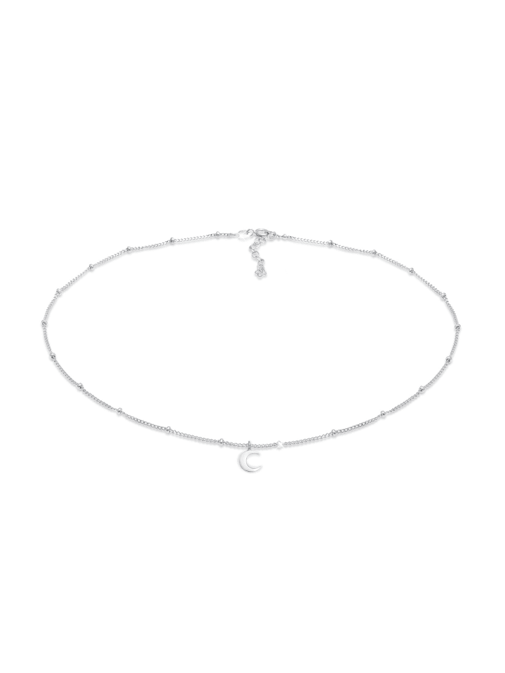 Halskette 925 Sterling Silber Astro, Halbmond in Silber