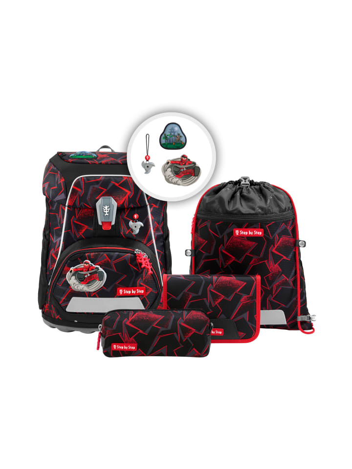 Grundschulranzen FIT "Ninja Yuma" 5-teilig in Schwarz/Rot