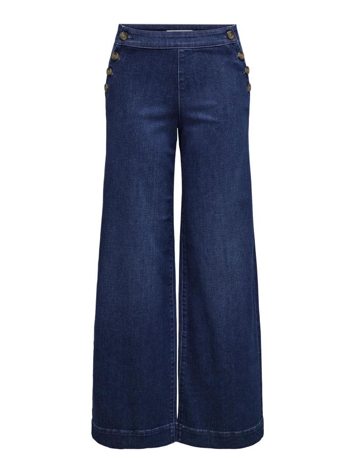Jeans mit weitem Bein in Dark Medium Blue Denim