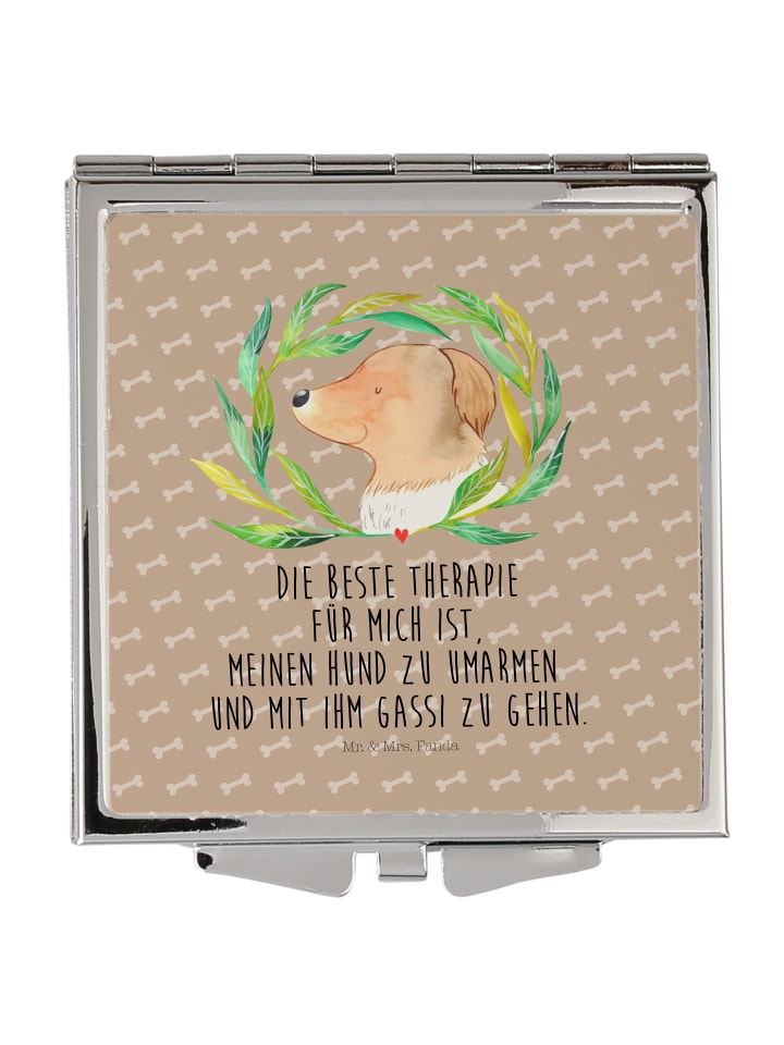 Kosmetikspiegel Hund Blumen mit Spruch in Hundeglück