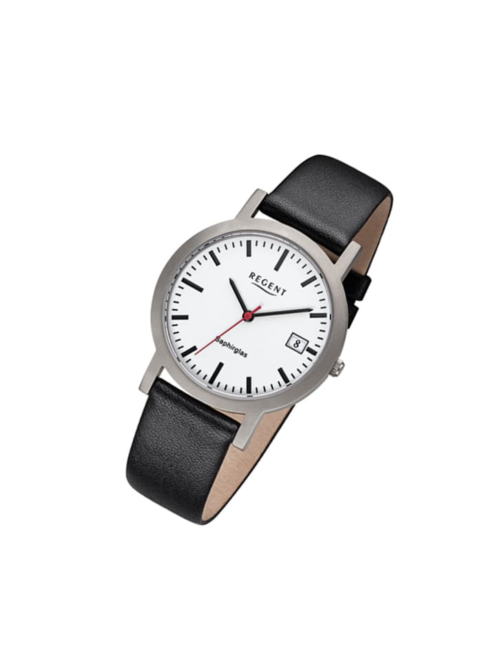 Analog-Armbanduhr Regent Titan-Uhren schwarz mittel (ca. 37mm)