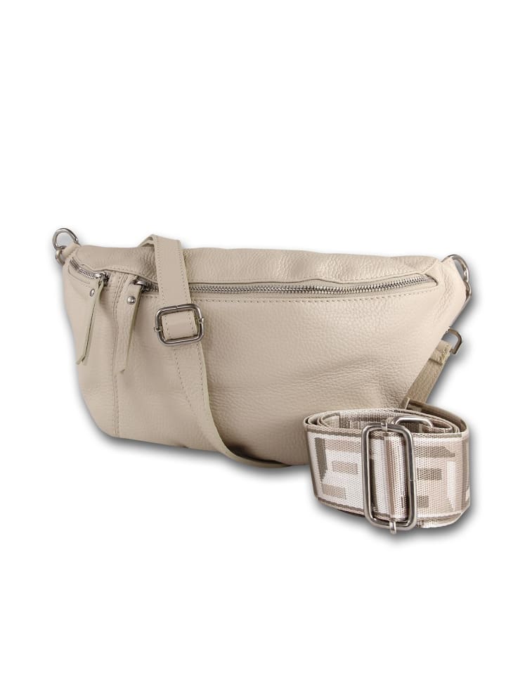 Leder Gürteltasche Toscanto Tasche beige ca. 37cm