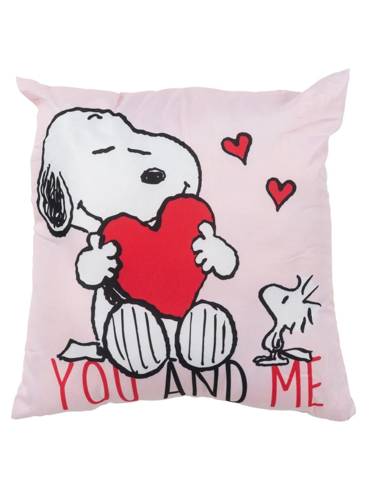 Peanuts Snoopy Kissen You and Me Plüsch Zierkissen 40 x 40 cm in rosa