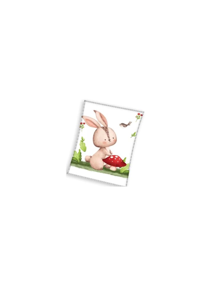 Hase Forest coral fleece Decke 110x140cm