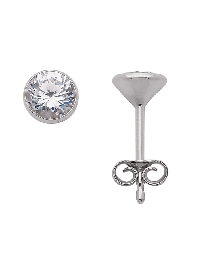 925 Silber Ohrringe / Ohrstecker mit Zirkonia Ø 5,5 mm in silber
