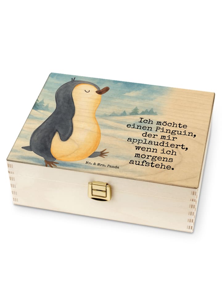 Teebox Pinguin mHerzieren Design mit Spruch in Weiß