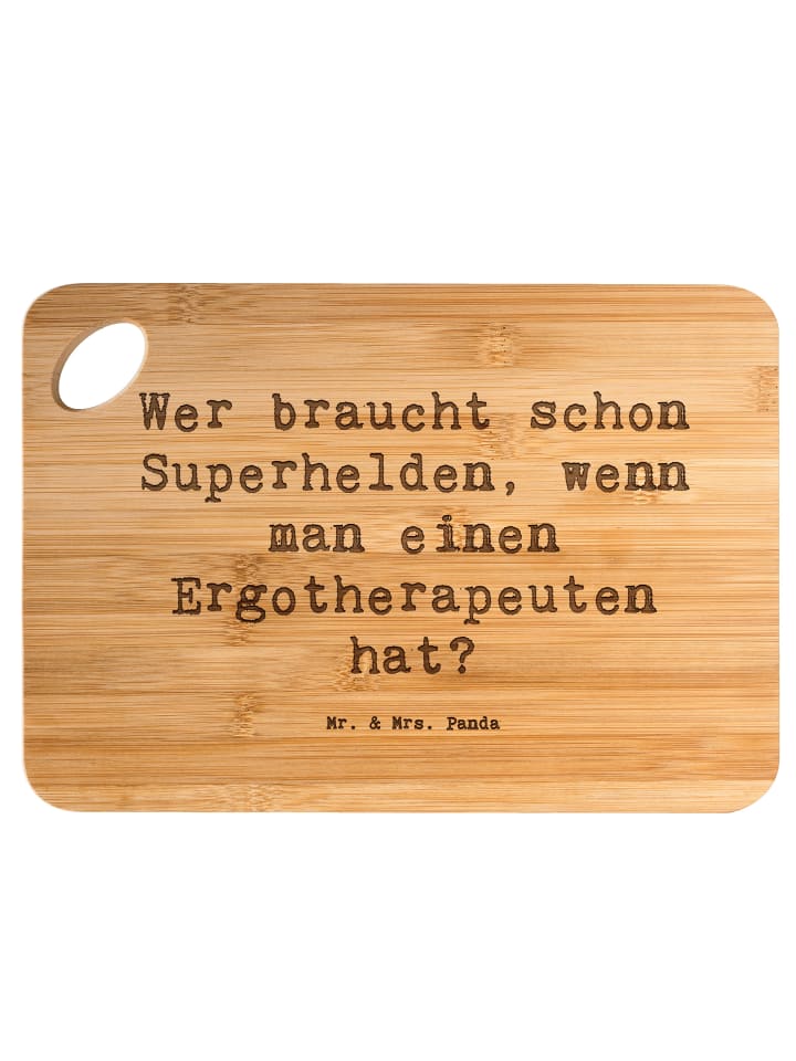 Frühstücksbrett Spruch Ergotherapeut Held mit S... in Braun