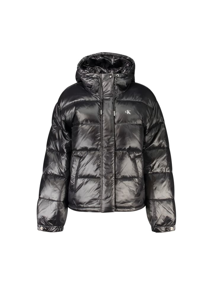 Schwarz Nylon Damen Jacke