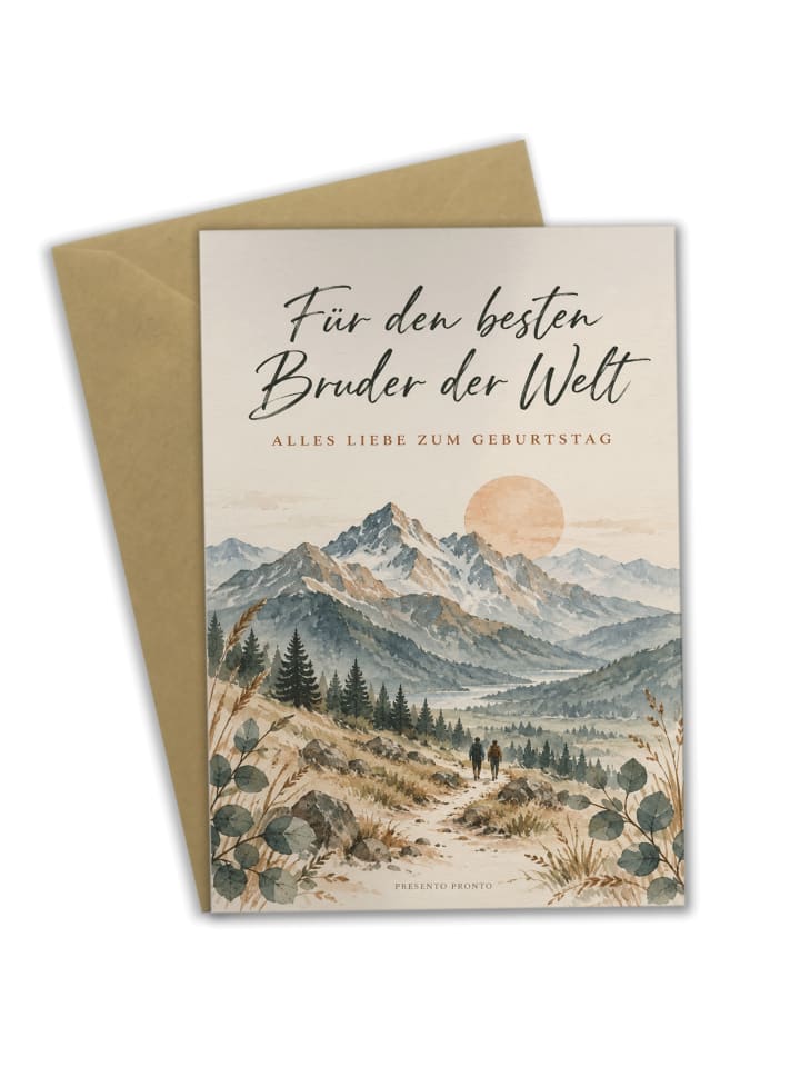 Billet Berglandschaft Herzlich Design mit Spruch in Weiß