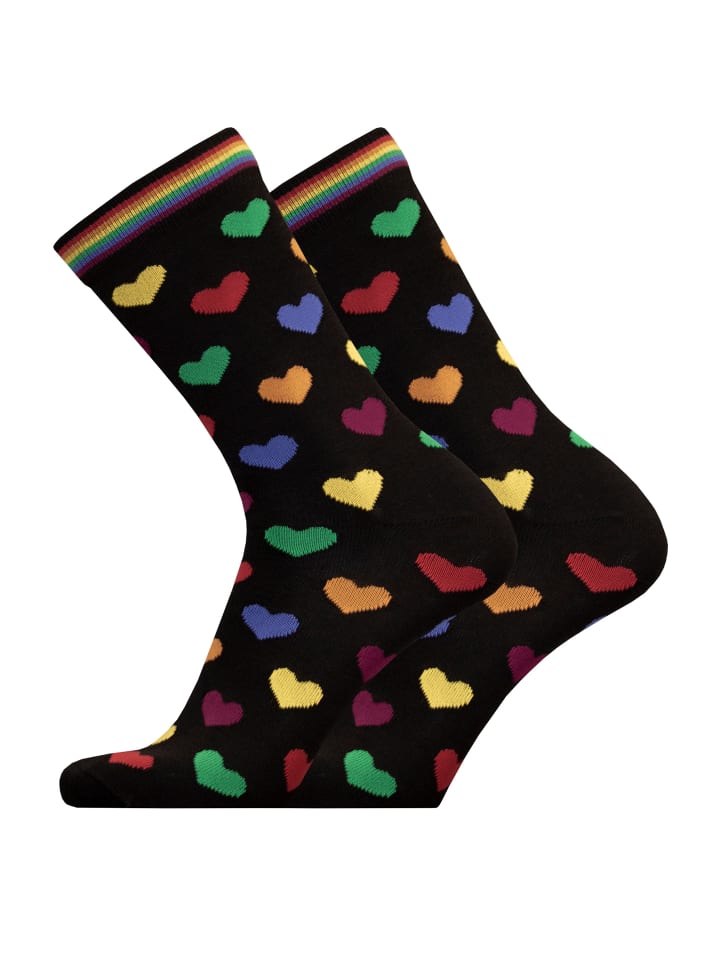 Socken RAINBOW HEARTS 2er Pack in Black